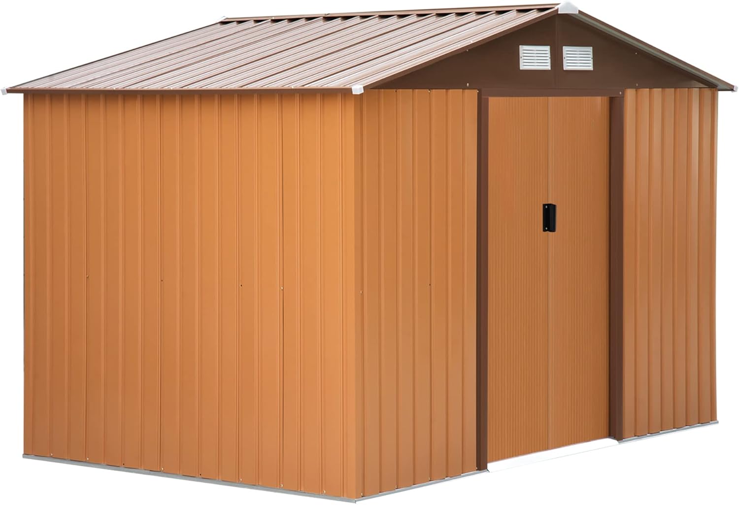 9' x 6' Outdoor Storage Shed, Garden Tool House with Foundation, 4 Vents, and 2 Easy Sliding Doors for Backyard, Patio, Garage, Lawn, Yellow