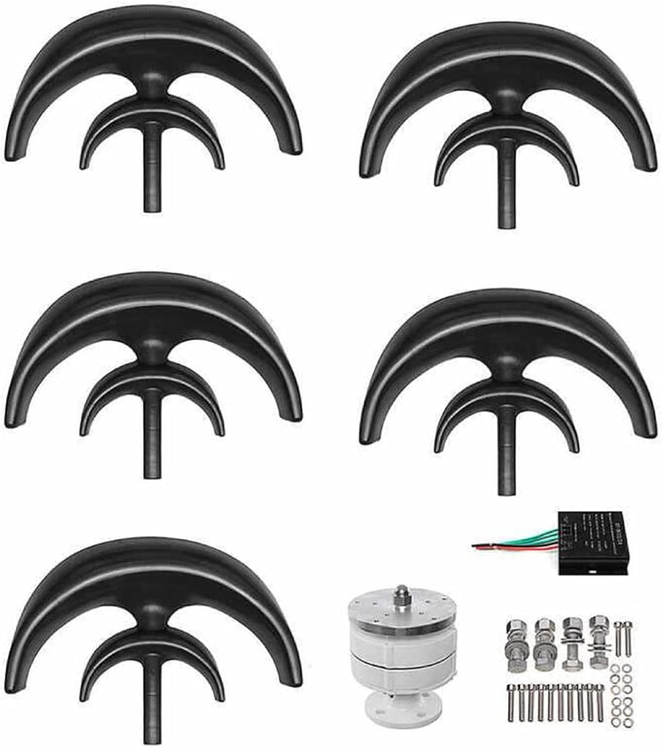 Wind Turbine Generator 4000W 5 Blade Low Wind Speed Starting Wind Turbines with Charge Controller, Lantern Shape Vertical Flat Axis Wind Turbine