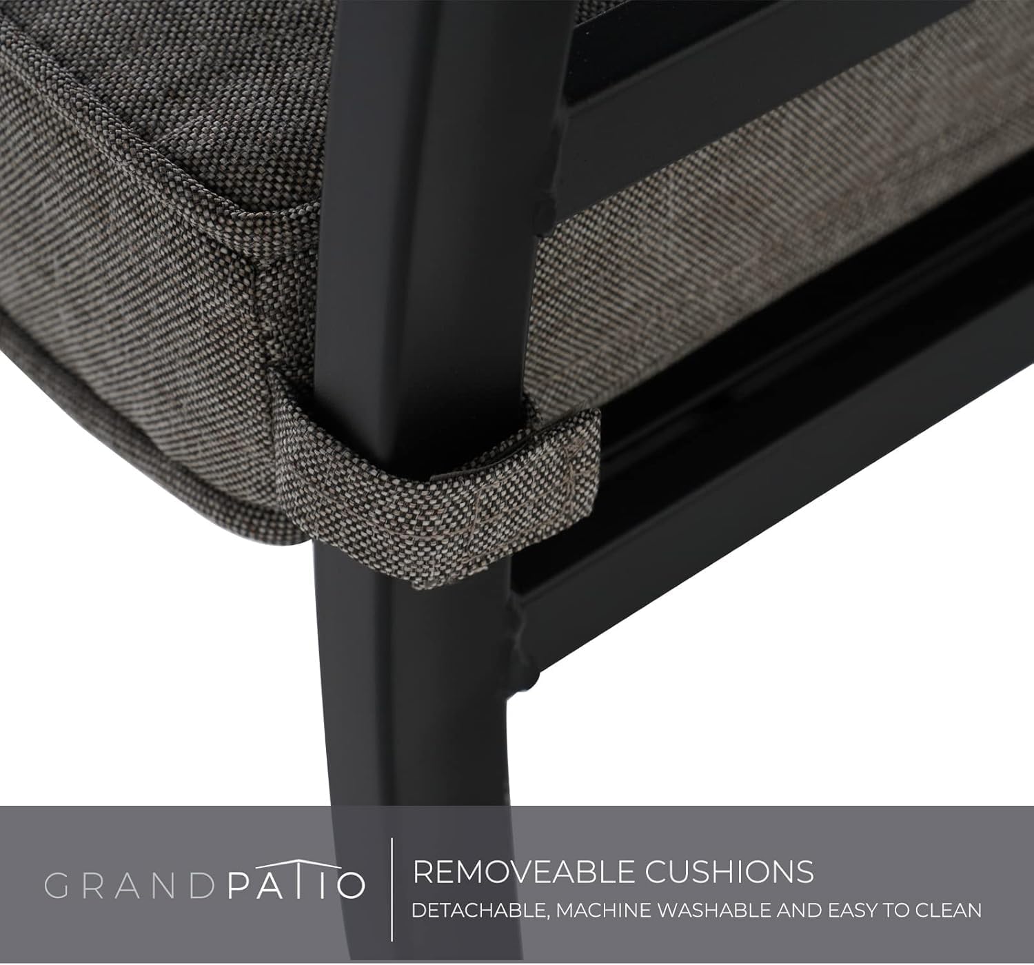 Grand patio 10-Piece Patio Dining Set for 8, 8 E-Coated Outdoor Dining Set Fixed Patio Dining Chairs with Olefin Cushions & 2 Rectangular Faux Woodgrain Table with 1.5”Market Umbrella Hole