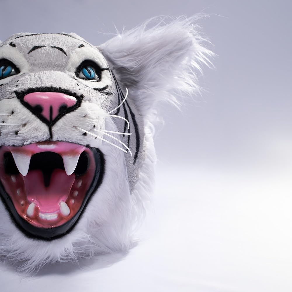TCDesignerProducts Friendly WildCat Mascot Costume Grey and White, School Spirit Sports Fan Gear, Football Cheerleader Accessories, Homecoming