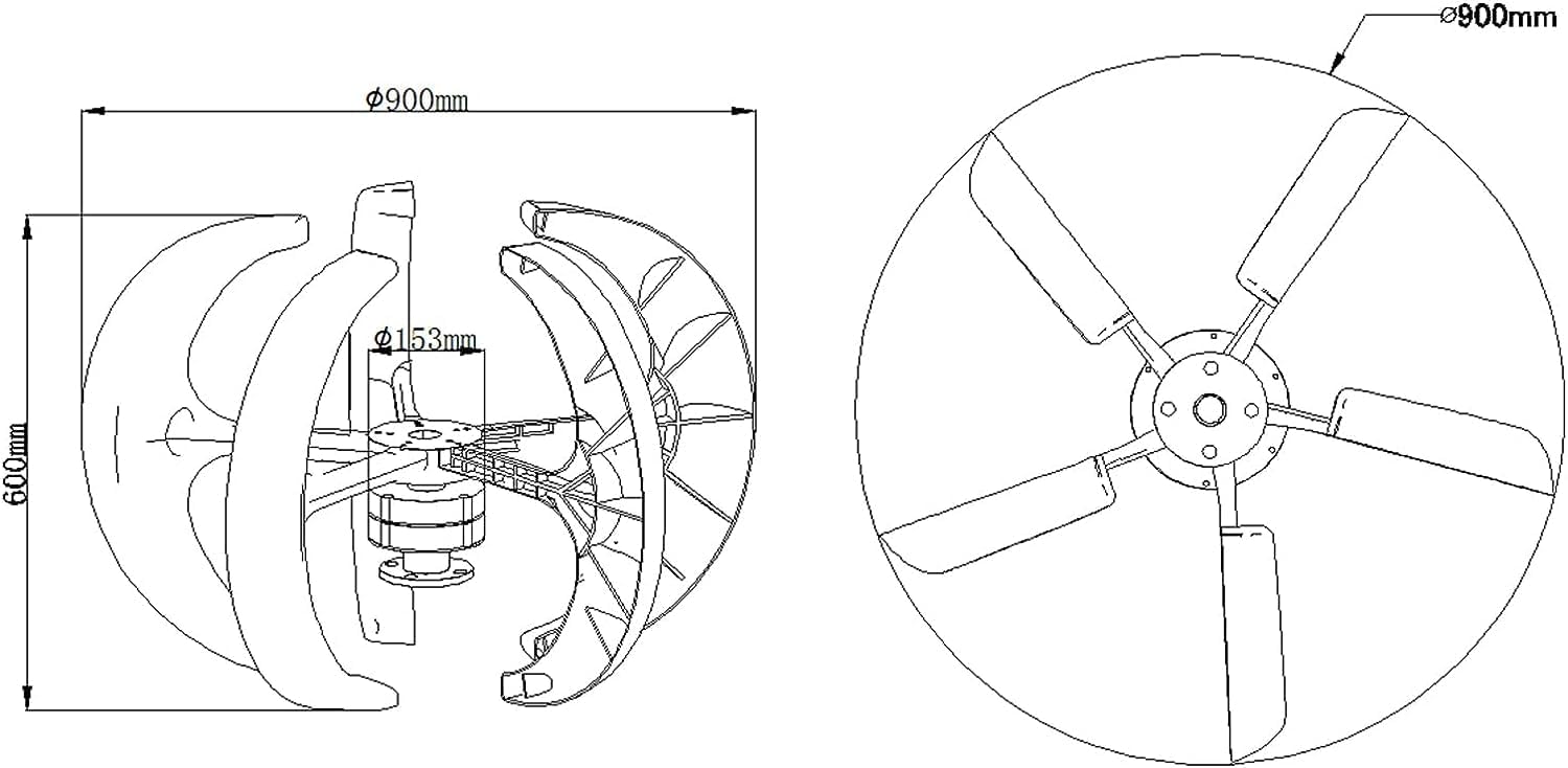 Super Quiet Vertical Axis Wind Turbines Generator Lantern, 12000W 12V 24V 5 Blades Motor Kit Forfor Boats, Gazebos, Cabins