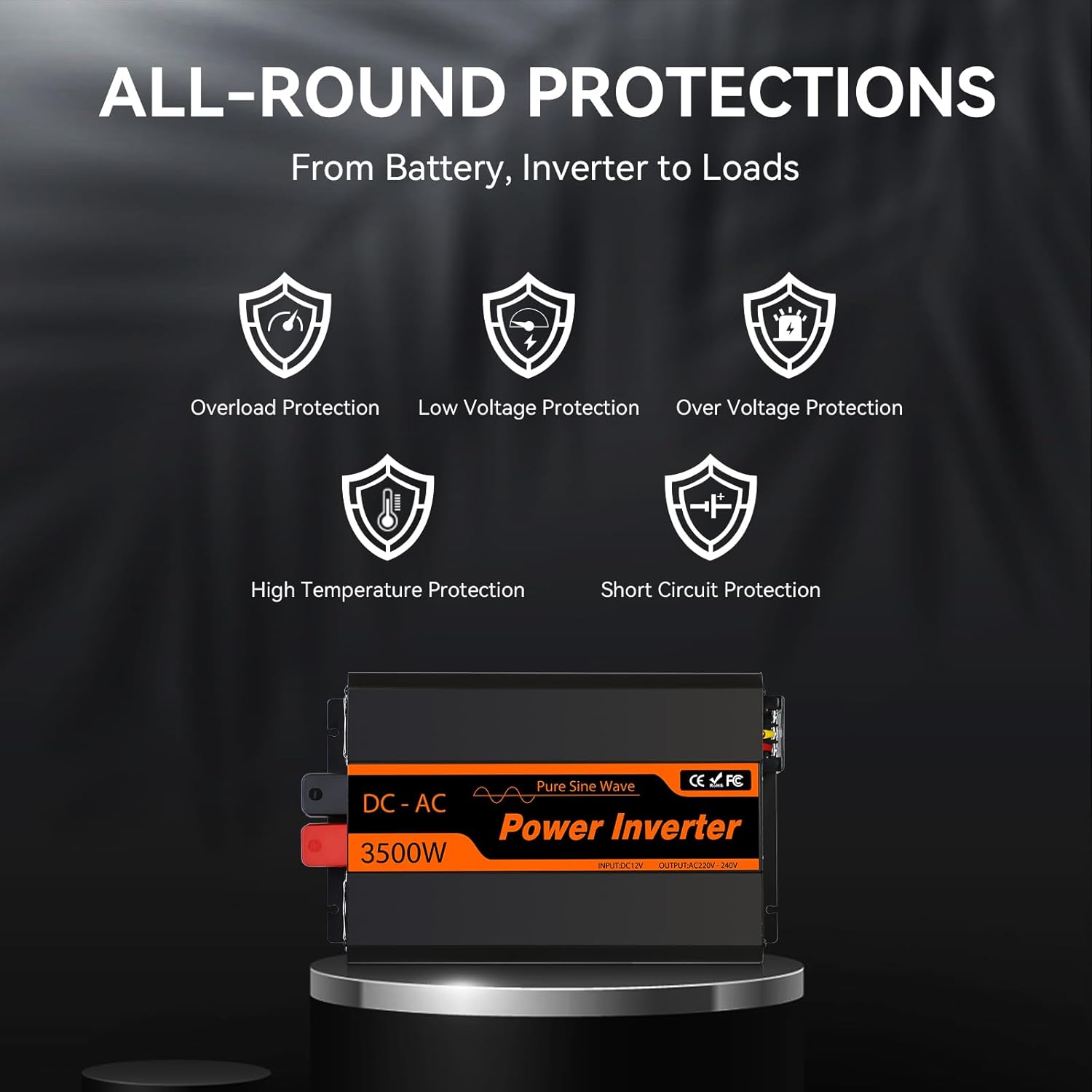 PowMr 3500W Pure Sine Wave Power Inverter 24V DC to 110V AC Converter with USB Port, Remote Control Panel, fit for RV, Truck, Solar System, Off-Grid Applications