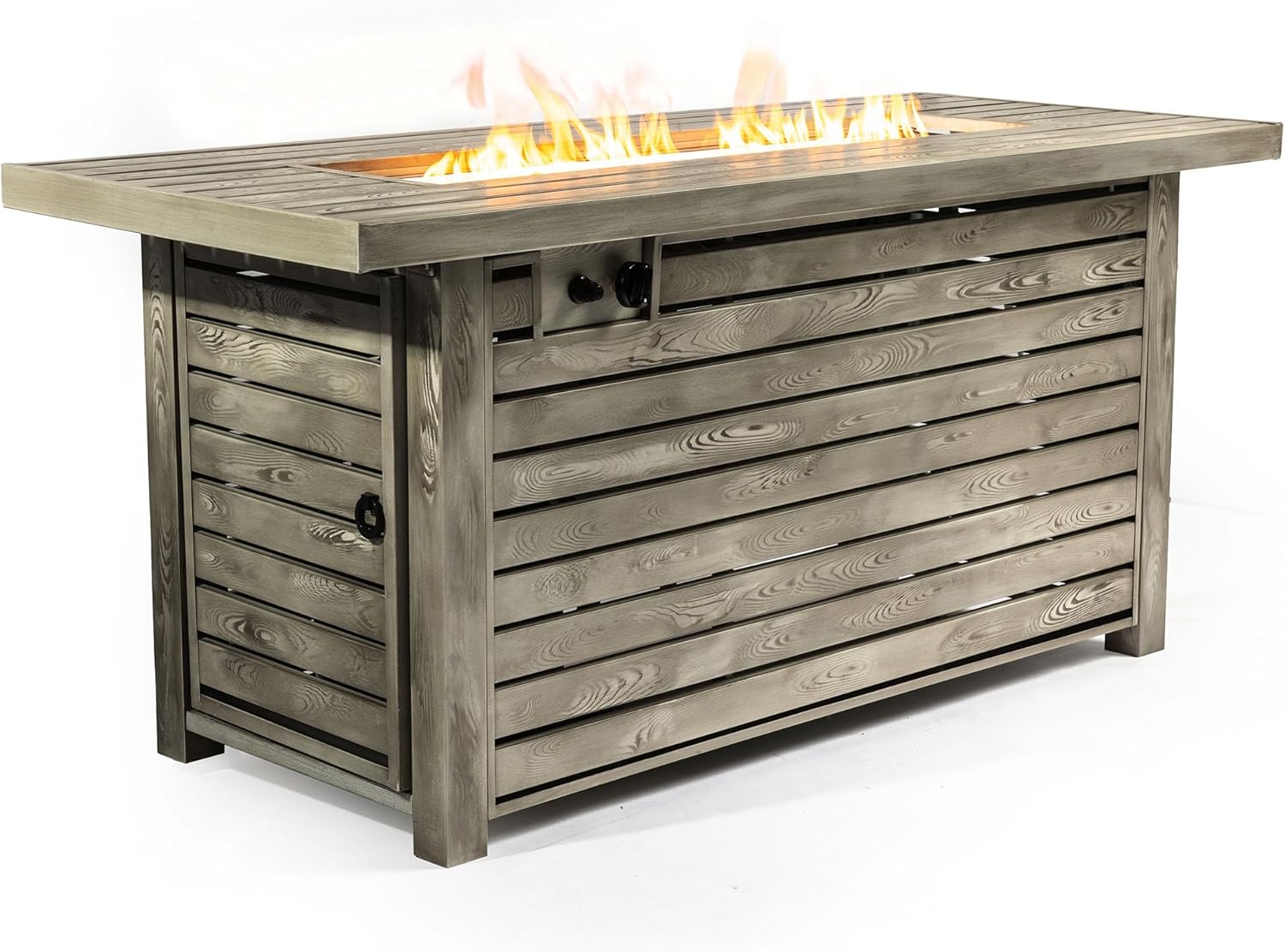 54inch Outdoor Fire Table Steel Fire Pit Table with Wood Grain