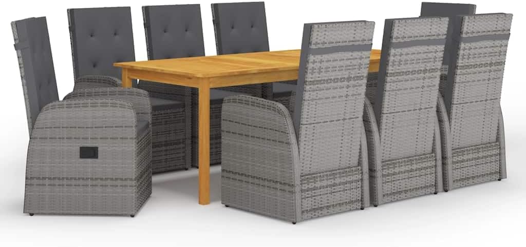 Patio Set 9 Piece Patio Dining Set Gray