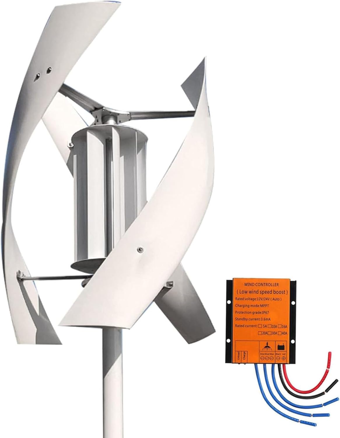 Upgraded 5000W Wind Vertical Axis Turbine Generator 12V 24V 48V 220V with MPPT Controller Wind Turbine Kit,for Home,Business,Industrial Energy Supply 24V