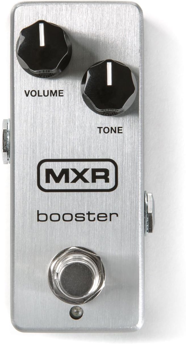 MXR M293 Booster Mini Guitar Effects Pedal Bundle with 2 Patch Cables and Dunlop Pick Pack