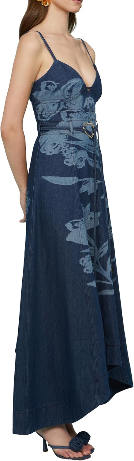 AMUR Women's Dana Printed Denim Midi Dress