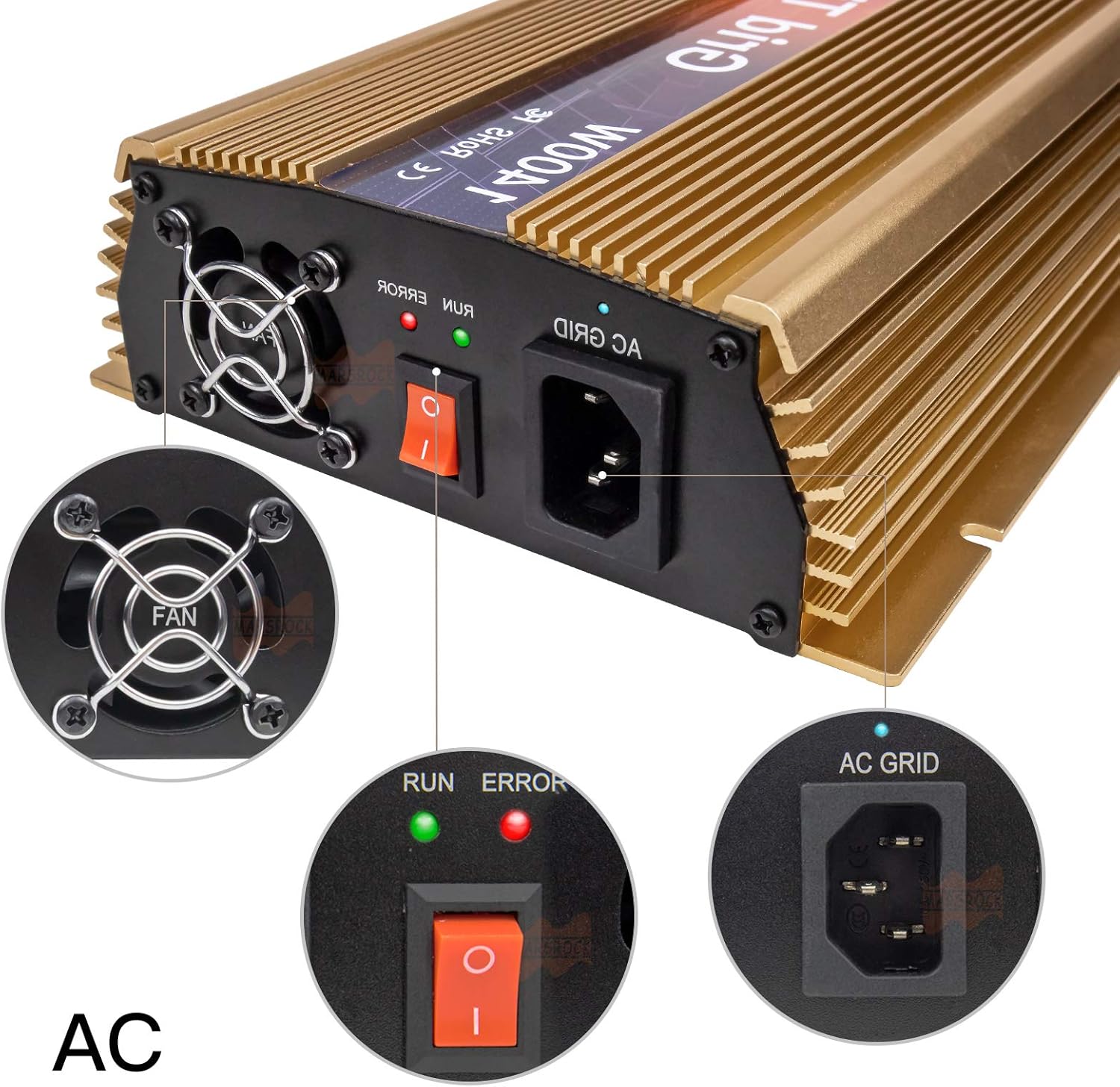 1000W MPPT Pure Sine Wave Grid-Tie Micro Inverter, Converts 10-30V DC to 110V/120V AC, Perfect for Home Solar or Wind Power Systems