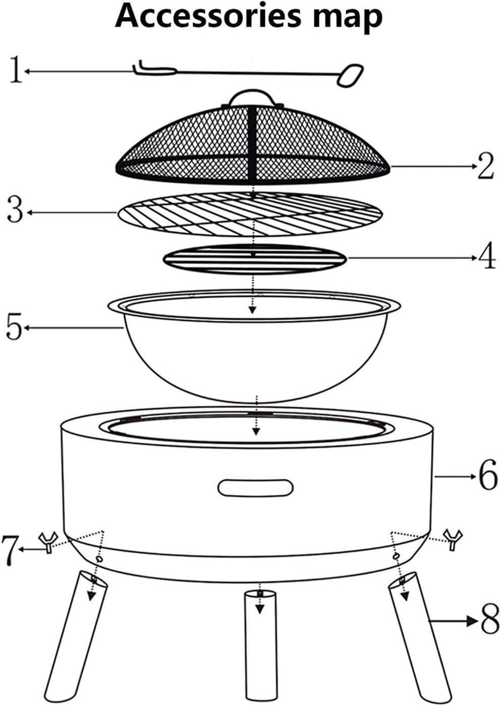 Fire Pits Outdoor Wood Burning Outdoor Fire Pits Fire Bowl, Magnesia Barbecue Grill, Used for Outdoor Garden Fire Pit Heating/Barbecuing, Garden Terrace with Cover BBQ Cooking for Outside Camping Back