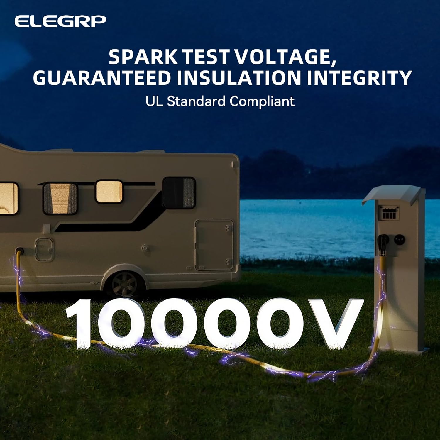 ELEGRP 50 Amp Generator RV Cord 15 FT and Power Inlet Box, Pre-Drilled Generator Inlet Box, NEMA 14-50P to NEMA SS2-50R 6/3+8/1 Gauge STW Generator Cord Waterproof Combo Kit, UL Standard Compliant