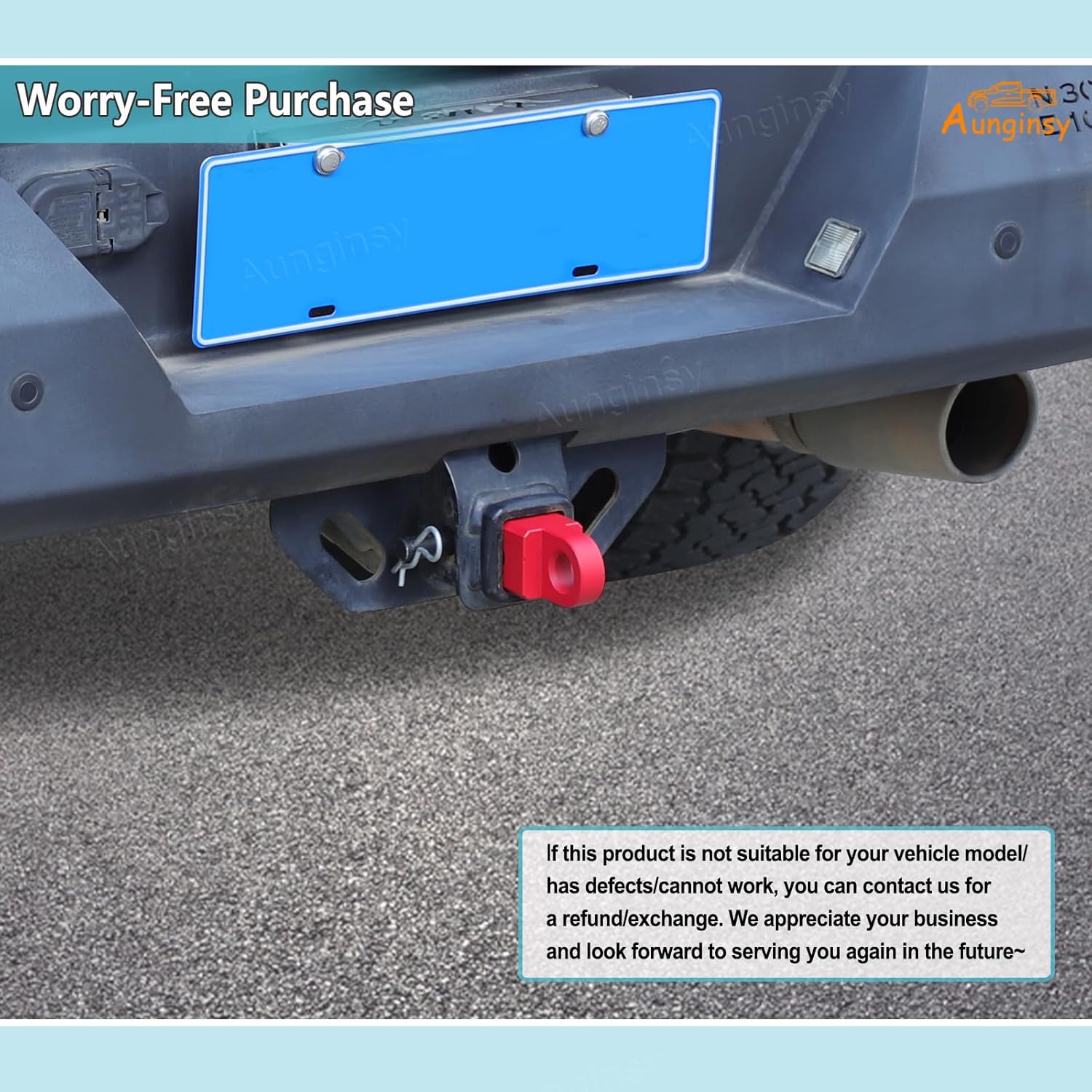 Aunginsy Tow Hitch Receiver Hook with Tightener Compatible with Toyota Tundra 2007-2021 Accessories, Car Shackle Mount Trailer Hitch Lock Pin Heavy Duty Solid Recovery Towing Kit for Trucks, Red