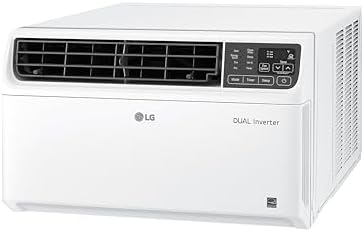 LG 8,000 BTU Dual Inverter Smart Window Air Conditioner, 115V, Cools 340 Sq. Ft. for Bedroom, Living Room, Apartment, Quiet, Energy Star, works with LG ThinQ, Amazon Alexa and Hey Google, White