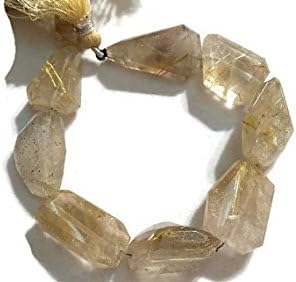 13 inch natural beads strand of 17x22mm faceted nugget golden rutile gemstone beads for DIY jewelry - necklace, bracelet, earring, ring.