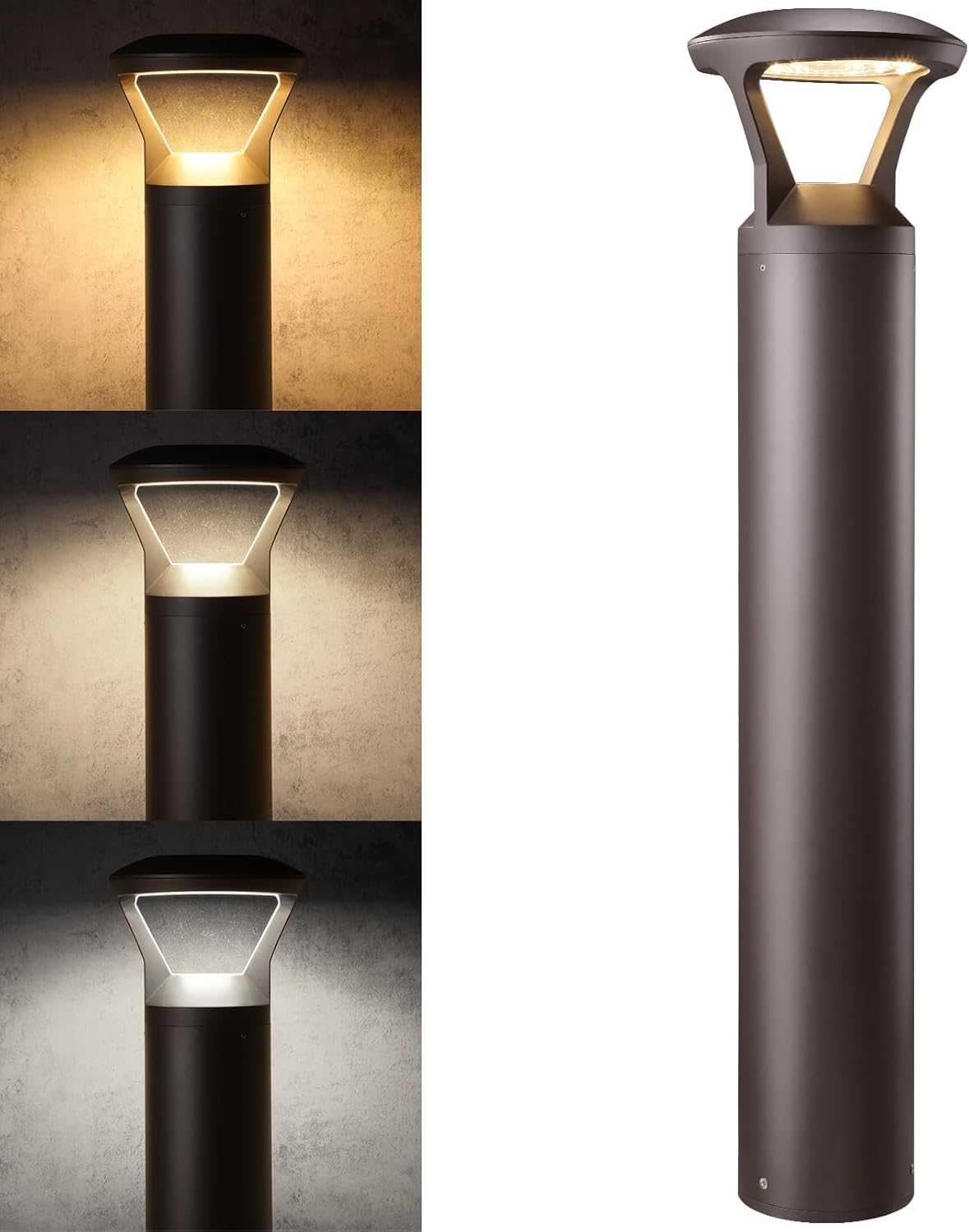 LEONLITE 3CCT LED Bollard Landscape Pathway Light, 42