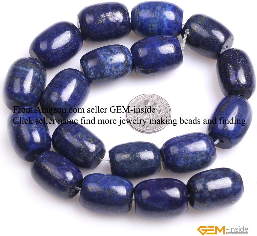 GEM-Inside Natural 15x20mm Blue Lapis Lazuli Bucket Beads Gemstone Handmade Loose Beads for Jewelry Making Jewelry Beading Supplies for Women