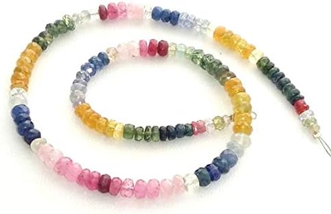 natural multi sapphire faceted beads,rondelles beads, very nice 3-4 mm approx,13