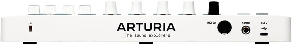 Arturia MiniLab 3 Compact MIDI Keyboard and Pad Controller (White) Bundle with Over-the-Ear Headphones + 6ft MIDI Cable & Cleaning Cloth (4 Items)