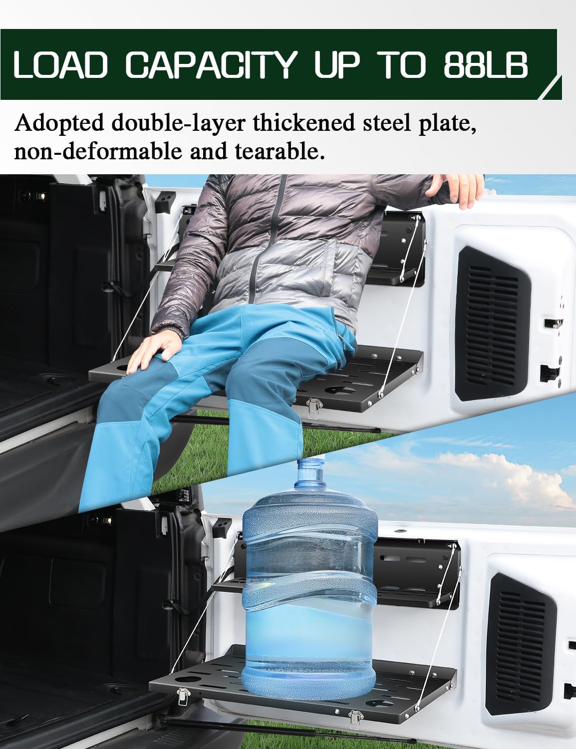 JROAD Bronco Double Layer Tailgate Table for 2021 2022 Ford Bronco 2/4 Door Rear Foldable Cargo Shelf Storage Shelf MOLLE Panel Bronco Accessories