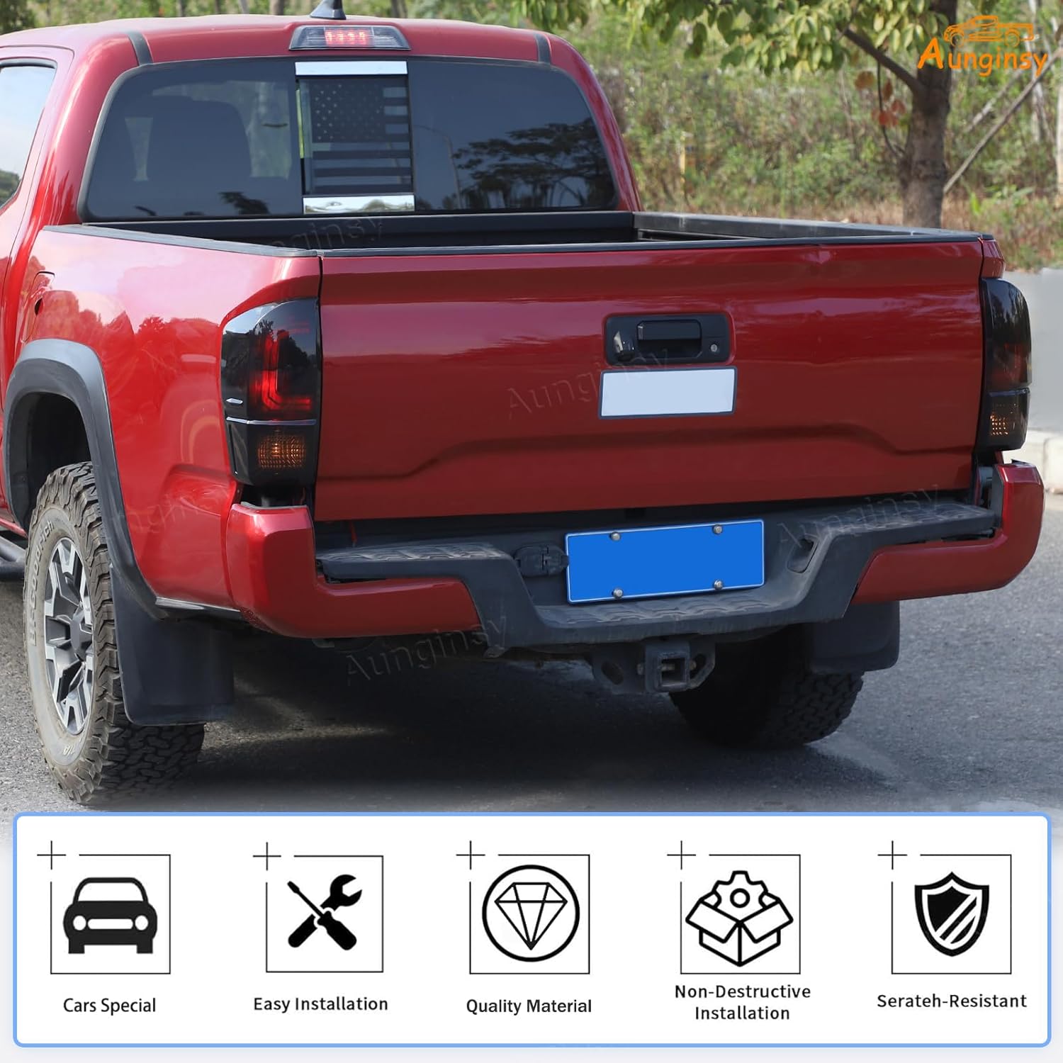 Car Tail Light Lamp Cover Compatible with Toyota Tacoma 2016-2023 Rear Taillight Guard Cover Bezels Reverse Tail Lamp Shell ShadeTintlight Lamp Trim Cover Rear Headlight Protection Cover Accessories