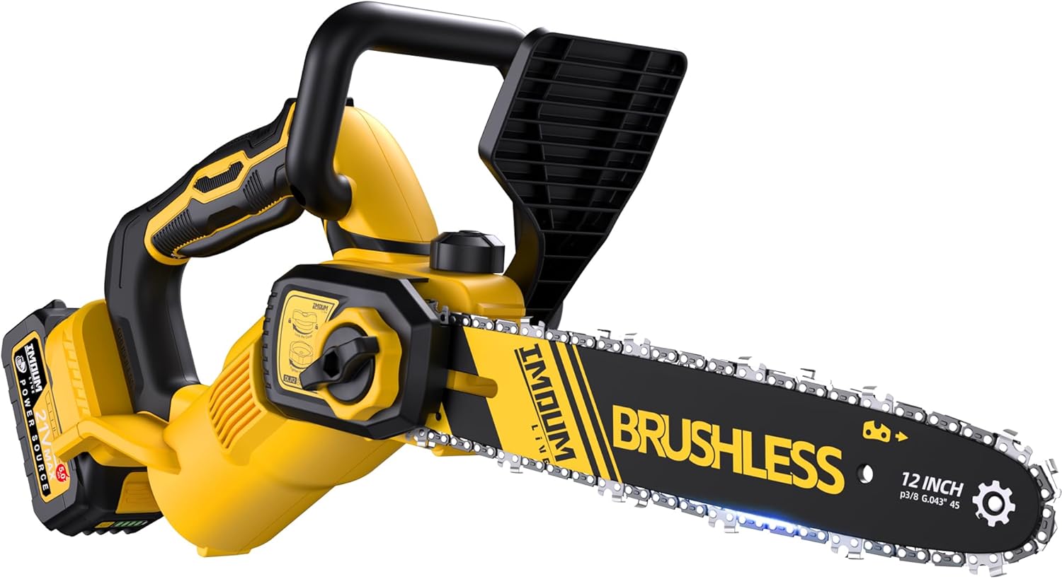 12 inch Brushless Chainsaw, Cordless Saw with Battery and Charger, 5.9Lb Super Lightweight & Compact, Auto Oiler, 5.0Ah Battery 1100w Power, Handheld Chain Saw for Wood Cutting, Tree Trimming, Pruning