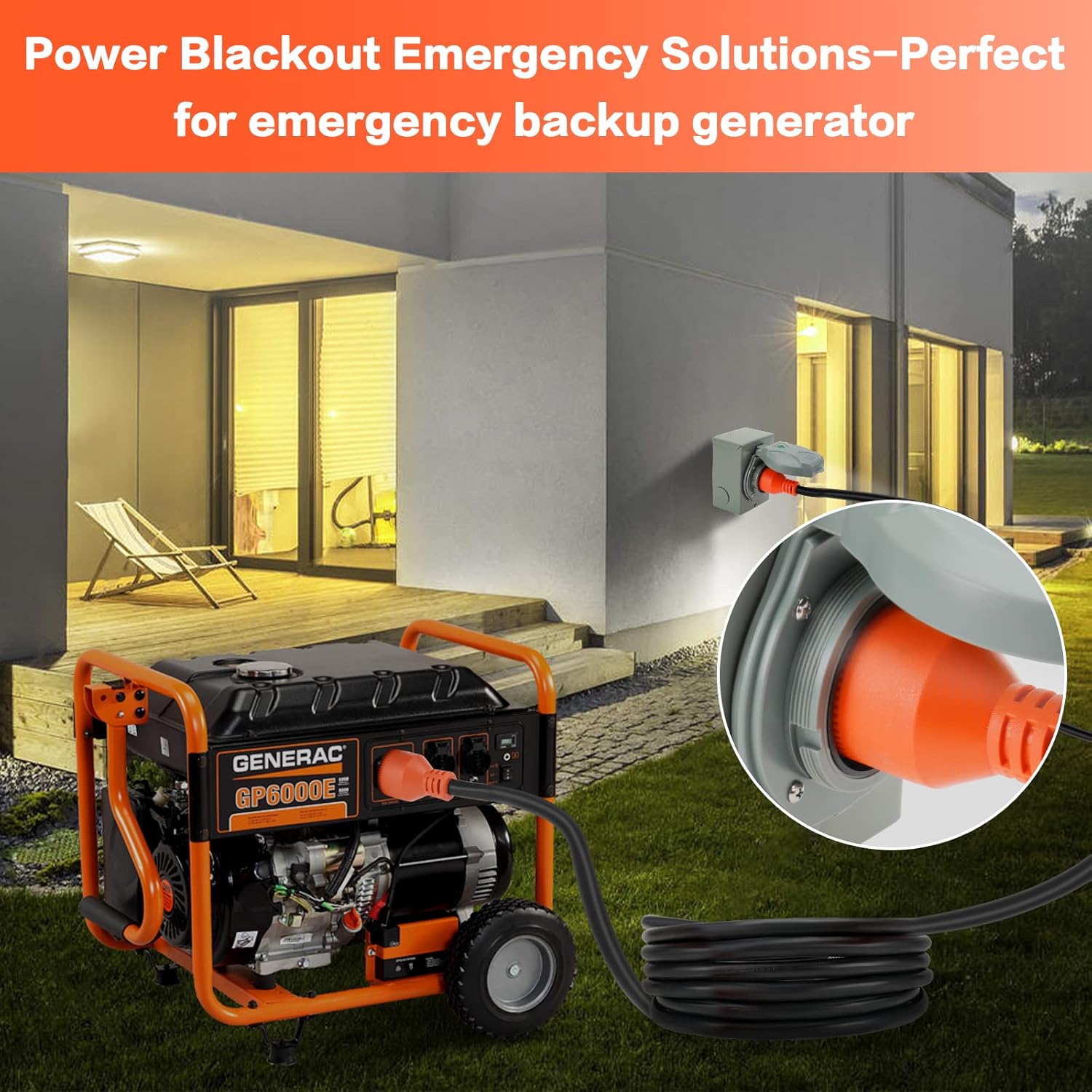 Finderomend 50ft 30 Amp Generator Cord and 30 Amp Generator Inlet Box, NEMA L14-30P to L14-30R Power Extension Cord 125V/250V 7500W Twist Lock Cord Plug for RV Emergency Backup,ETL Listed