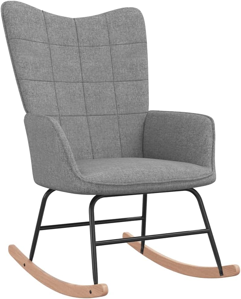Rocking Chair Light Gray Fabric,Ergonomic Rocking Chair with Modern Design for Comfort Relaxation and Stability Patio Furniture & Accessories, Chairs for Patio