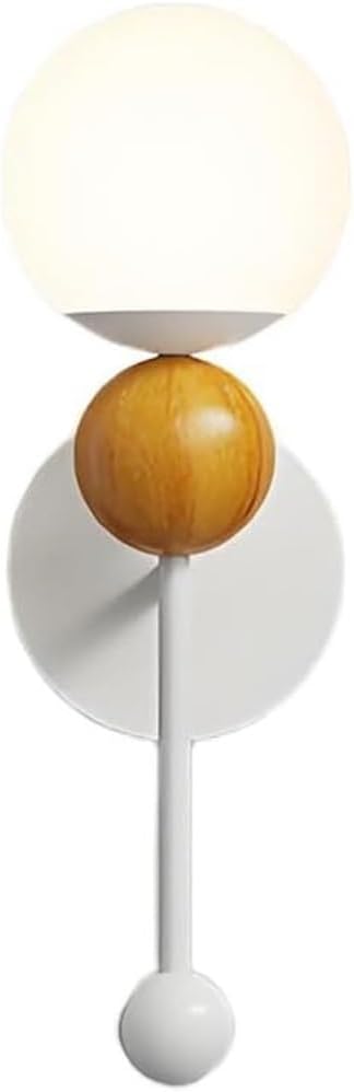 Modern White Metal Wall Sconce 3 Color Mode Adjustable Globe Acrylic Shade Lighting Fixture for Bedroom Living Room Contemporary Ambient Mounted Lamp(Natural)