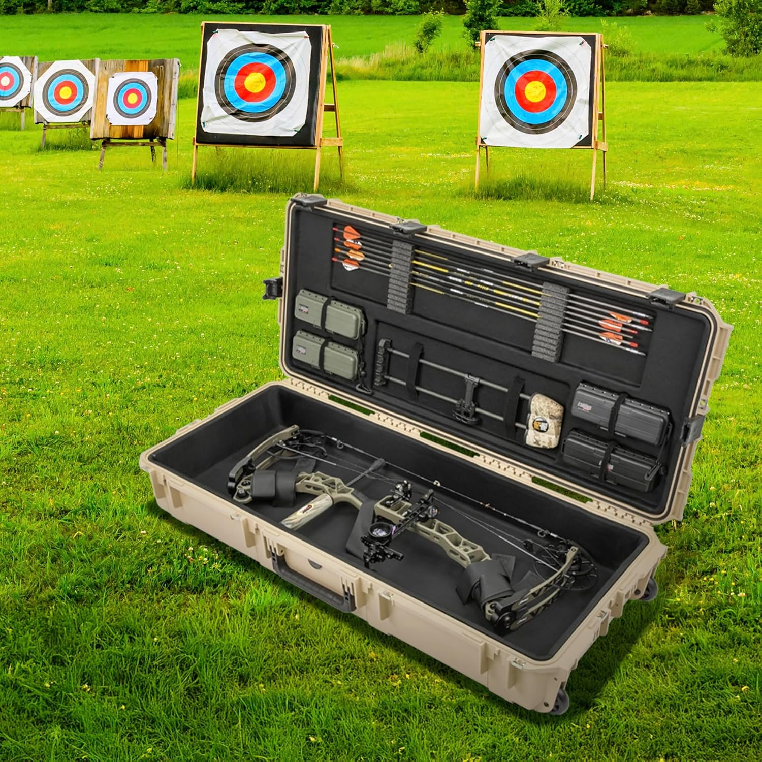 SKB Hard Protective Storage Case for Archery Bow and Arrows, iSeries Shaped Bow Case - Quiver Holder and Gear Box for Hunting Accessories