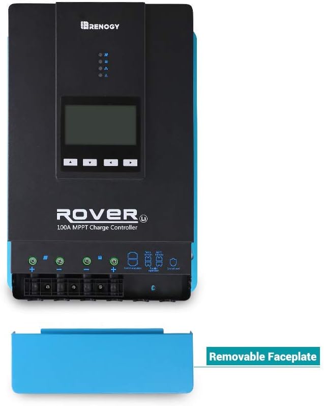 Rover 100A MPPT Solar Charge Controller - DC Input Solar Controller for RV/Marine, Auto-Detect 12V/24V/36V/48V, LCD Display Solar Regulator fit for Gel, Sealed, Flooded and Lithium Battery