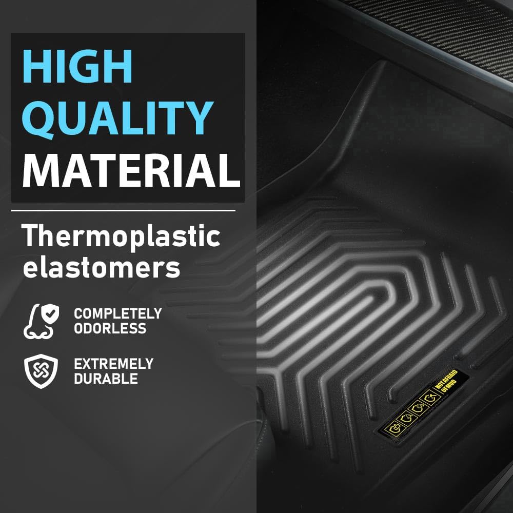 TPE Floor Mats Fit Chevy Silverado/GMC Sierra 1500 Double Cab 2019-2024 1st and 2nd Row Truck Accessories Cargo Liners All Weather Protection 2PCS