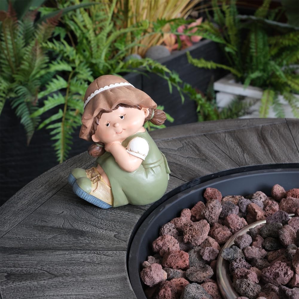 50,000 BTU Outdoor Square Propane Fire Pit Table, Concrete Outdoor Gas Fire Pit with Adjustable Flame, Lava Rocks & Waterproof Cover for Backyard, Garden, Poolside