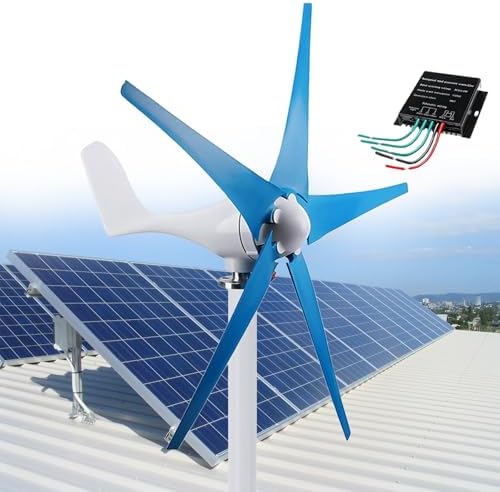 Wind Turbine Home Use Horizontal Generator Kits Blades with ControllerWind Turbine, Windmill Generator 12000W 12V/24V/48V Small Wind Turbine 5 Blade Controller Turbine Generator Kit 3 Phase