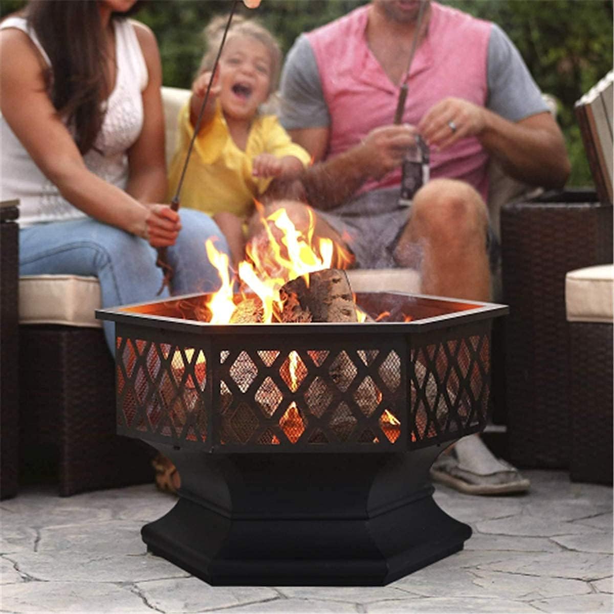 Garden Fire Pit, 3 in 1 Outdoor Fire Pit Table for, Ice Pit, Patio Heater, Metal for Outside Camping Barbecue, 21