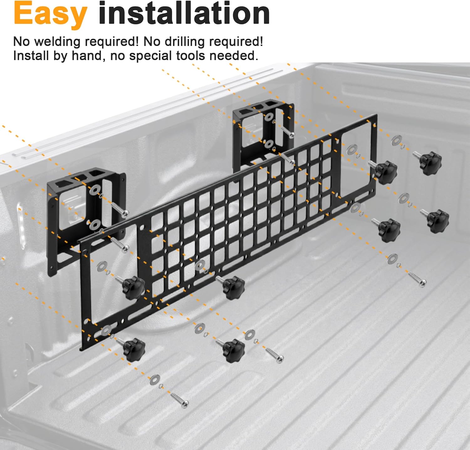 Side Truck Bed Molle Panel Rack System Compatible with 2019-2026 Ford F150 Only 5.5ft Bed Accessories, Truck Storage Organizer Tools Rack, Rear Cargo Shelf Replacement, Truck Bed Organizer & Storage