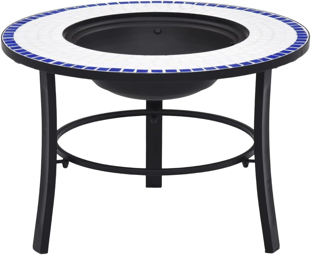SKM Mosaic Fire Pit Blue and White 68cm Ceramic (Weight-25KG)