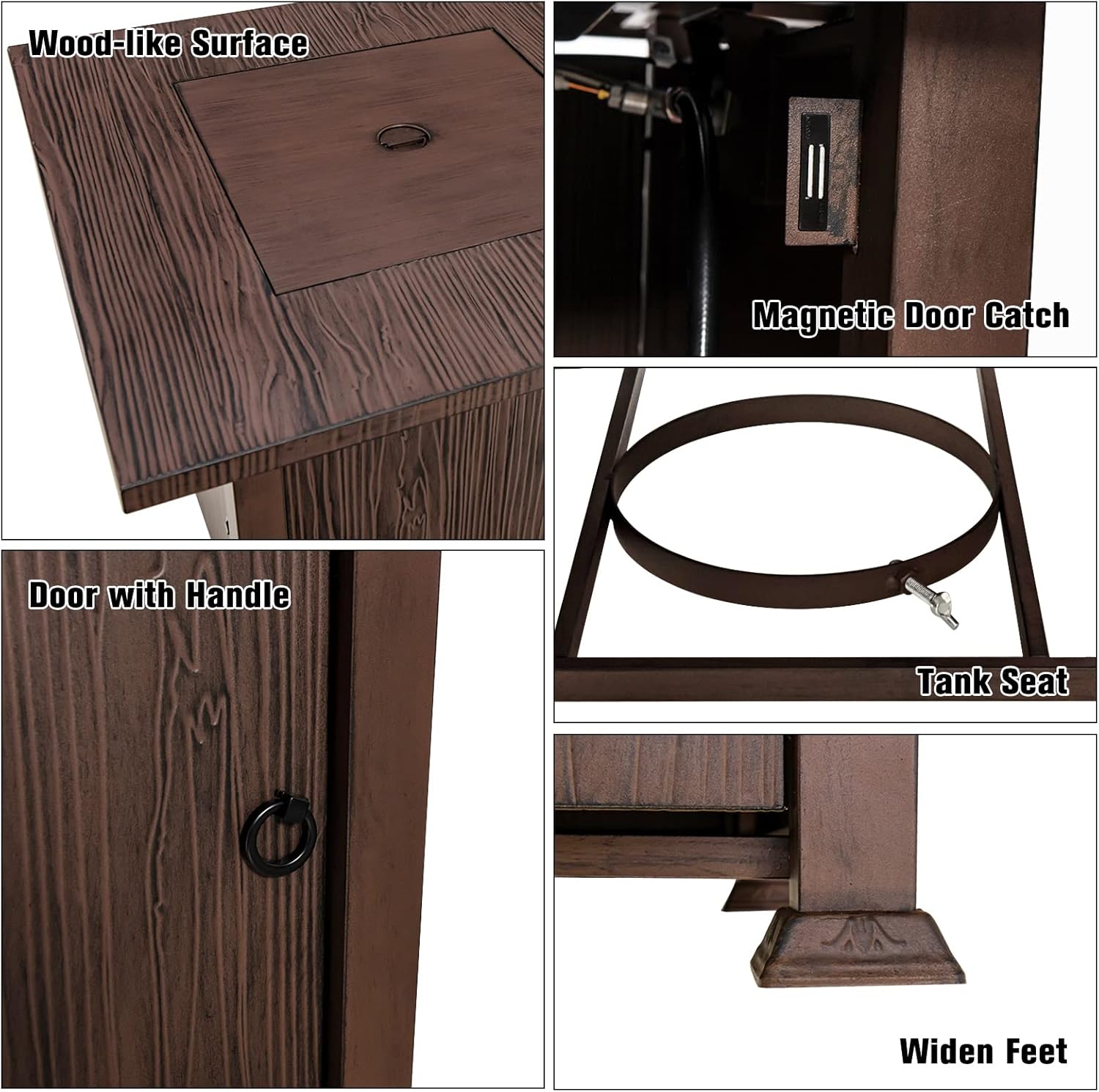 Tangkula 32 Inches Propane Fire Pit, Patiojoy 50,000 BTU Gas Fire Pit Table with Lid, Lava Rocks, Protective Cover, 2-in-1 Outdoor Fire Table with Adjustable Flame, Stainless Steel Burner (Brown)