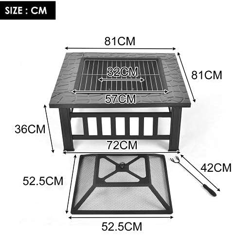 Iron Fire Pits with Poker for Garden,Hexagonal Shaped Metal Fire Pit Garden Stove with Spark Screen and Fireplace Cover for Outdoor Patio Backyard Camping Poolside
