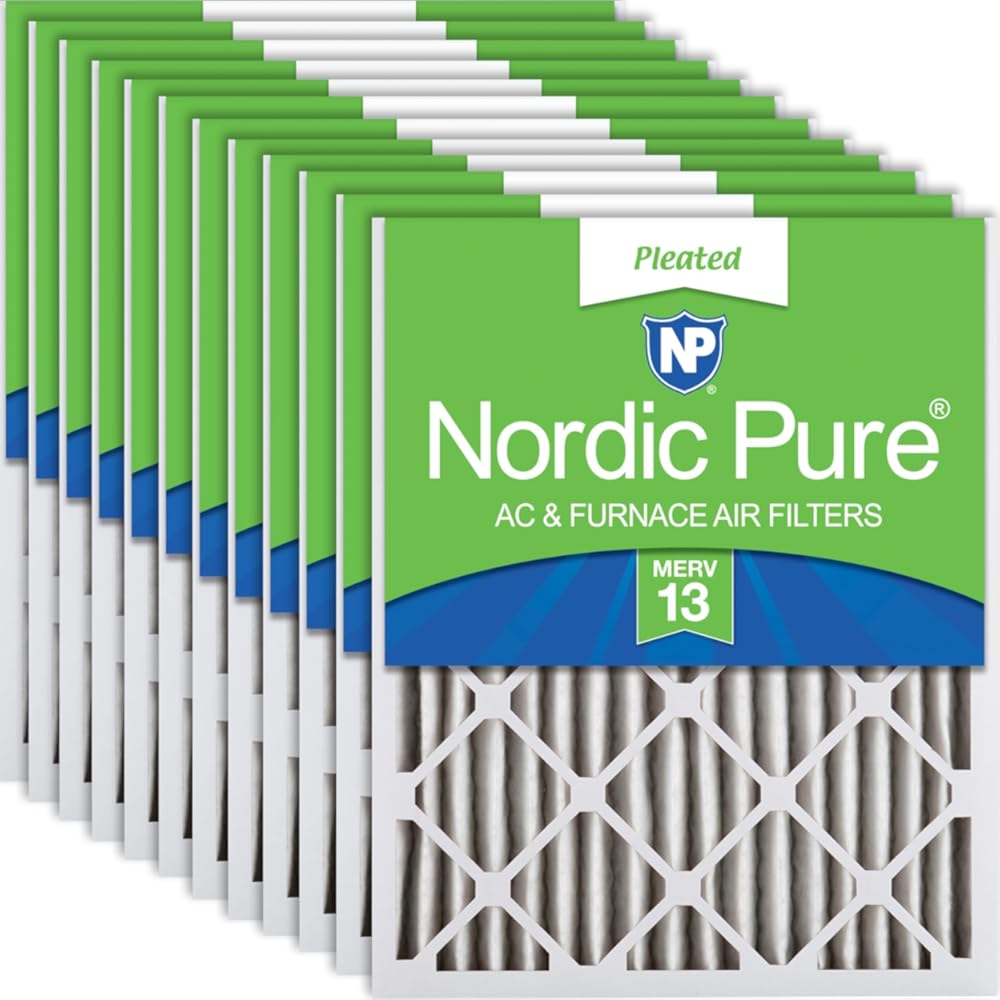 Nordic Pure 14x20x2 (Actual Size: 13 1/2 x 19 1/2 x 1 3/4) Pleated MERV 13 Air Filters 12 Pack
