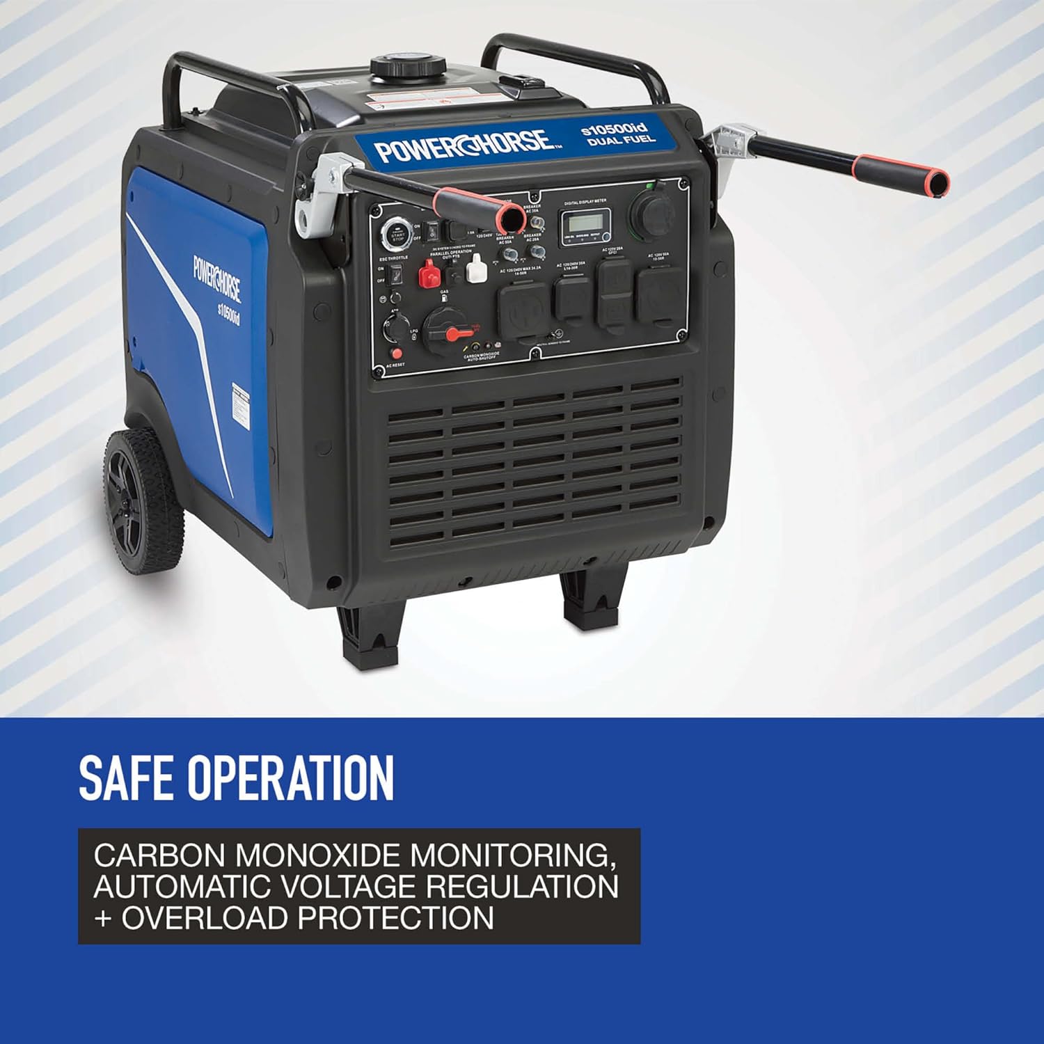 Powerhorse Inverter Generator - 10500 Watts, Dual Fuel, Remote & Electric Start, CO Monitor & Shutoff