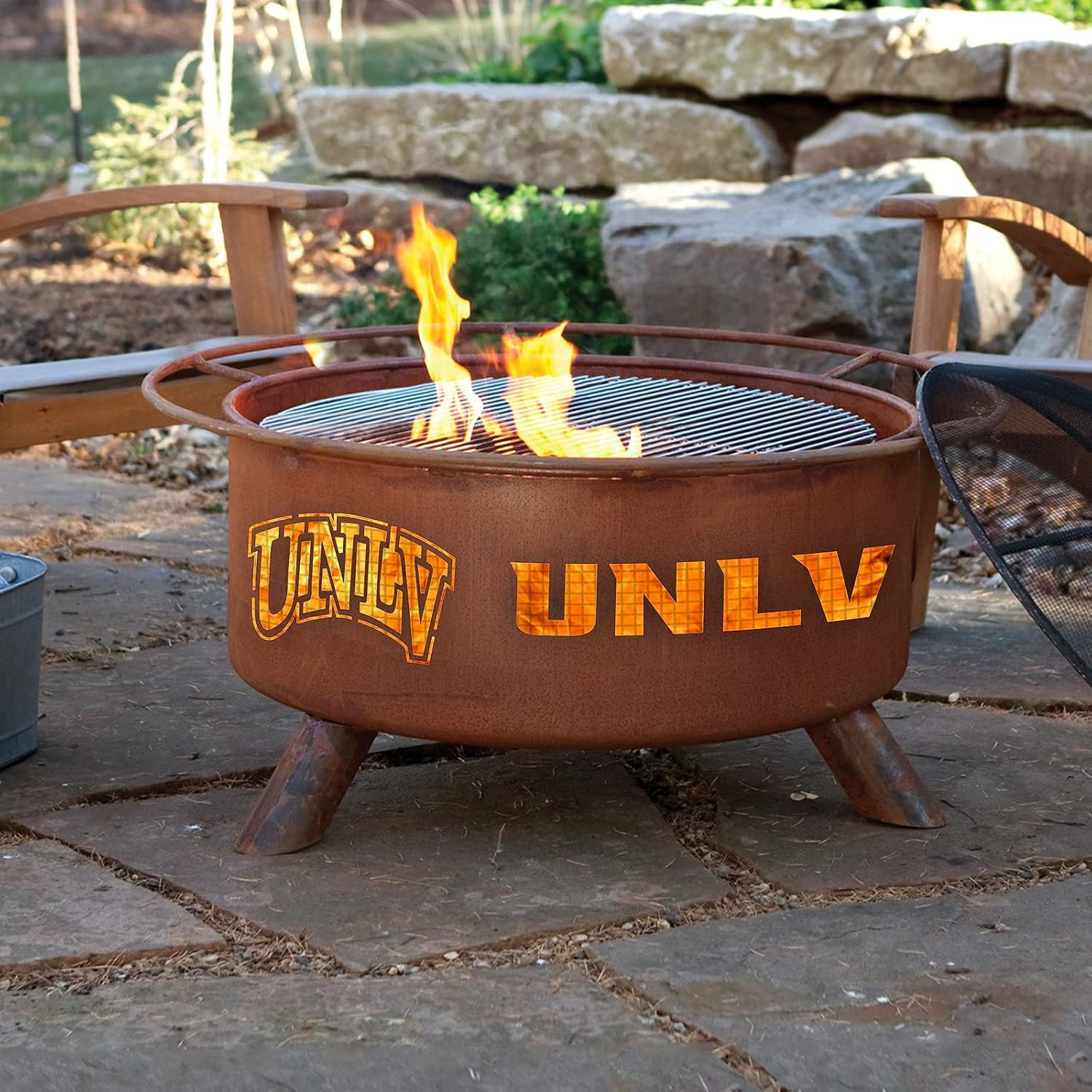 Patina Products F402 UNLV Steel Outdoor Fire Pit - 24 x 24 x 11 inch - Natural Rust Patina Finish