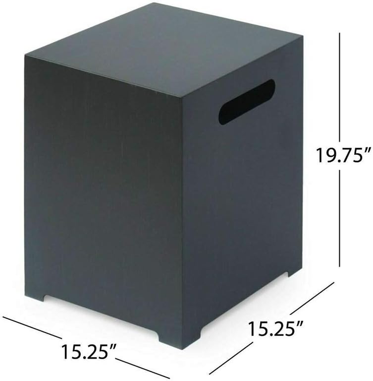 Outdoor Dark Gray Iron Rectangular Propane Fire Pit