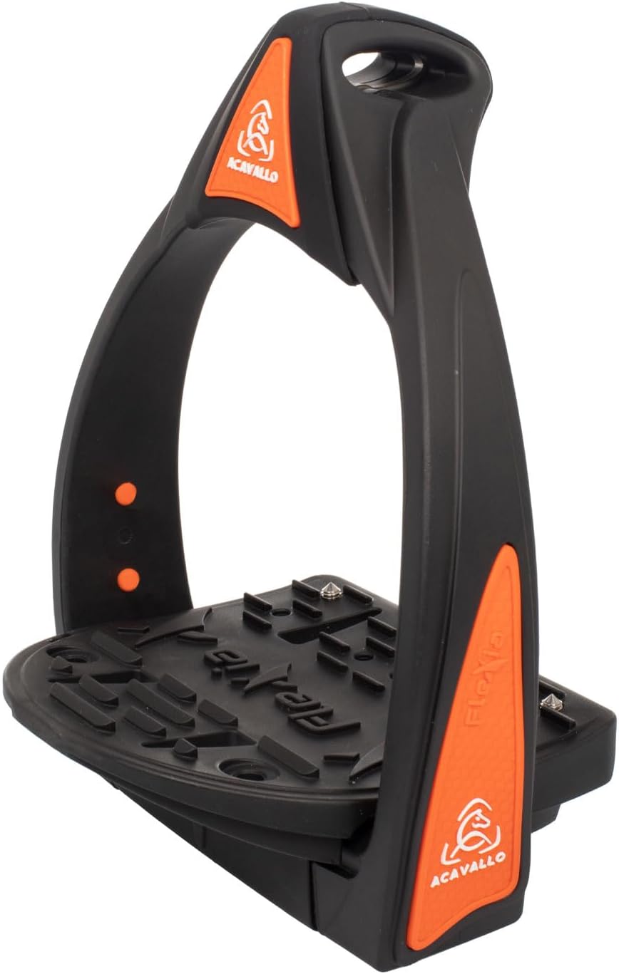 Acavallo Flexia Stirrups, One Size, Black/Orange, Set of 2