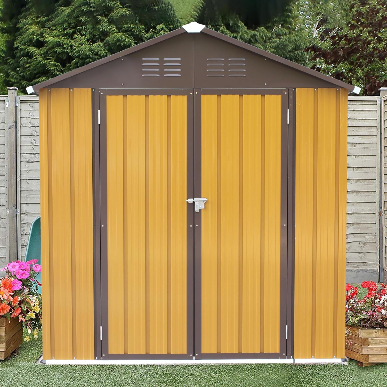 Generic Shed 6' x 4' Outdoor Storage Shed Organizer, Garden Tool House for Backyard WR79, Yellow