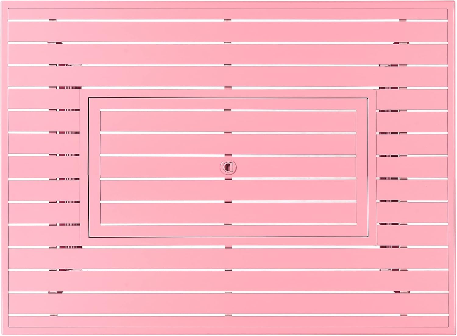 Rectangular 48 in. x 36 in. Aluminum Propane Fire Pit Table, Glass Beads, Two Covers, Lid, 57,000 BTUs in Pink Finish