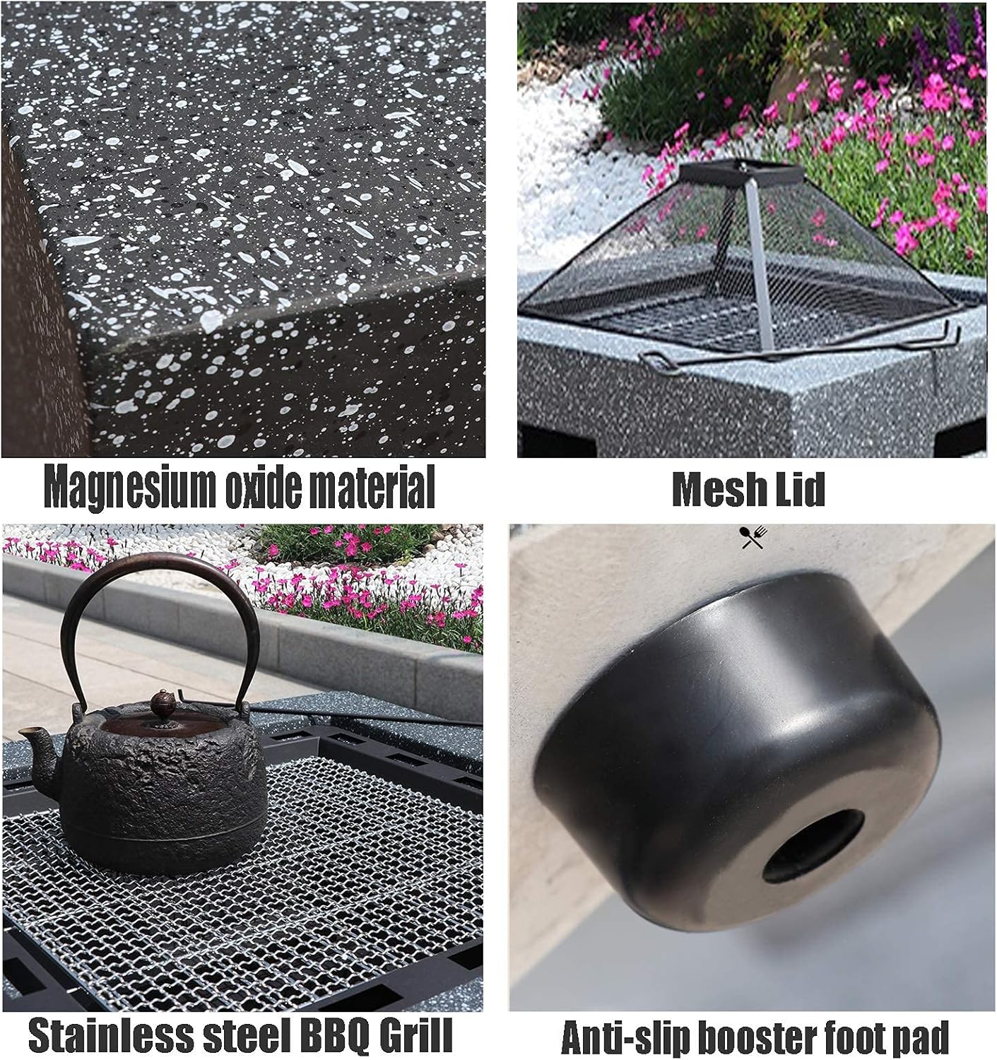 Outdoor Fire Pit Garden Terrace BBQ Leisure Table, Outdoor Wood Burning Fire Bowl, Outdoor Heating Fireplace, 71cm