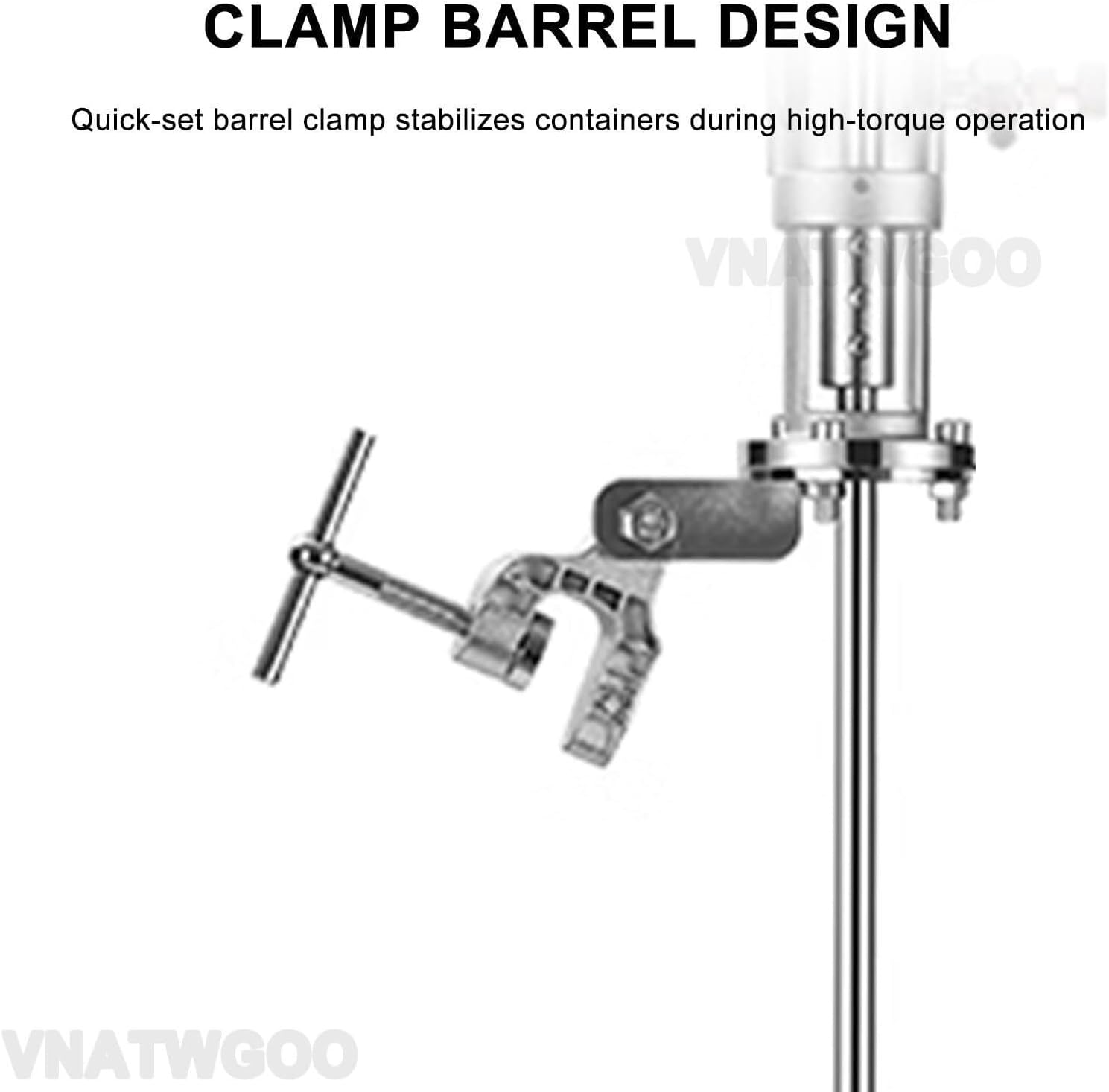 Industrial Clamp-Type Pneumatic Mixer, 50/100 Gallon Aluminum Alloy Agitator, Adjustable Speed Stirring Machine, for Liquids, Paint(100gallons)