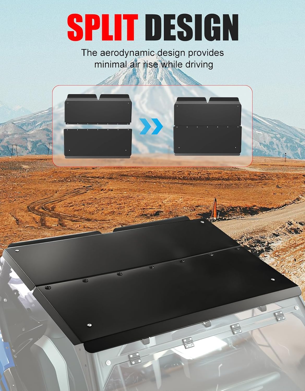 Aluminum Hard Top Roof for Kawasaki Teryx KRX 1000 2020-2025 Accessories, Dustproof UV-Resistant 2 Pieces Combination Roof Sun Visor