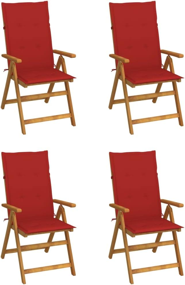Patio Chair Patio Reclining Chairs 4 pcs with Cushions Solid Acacia Wood