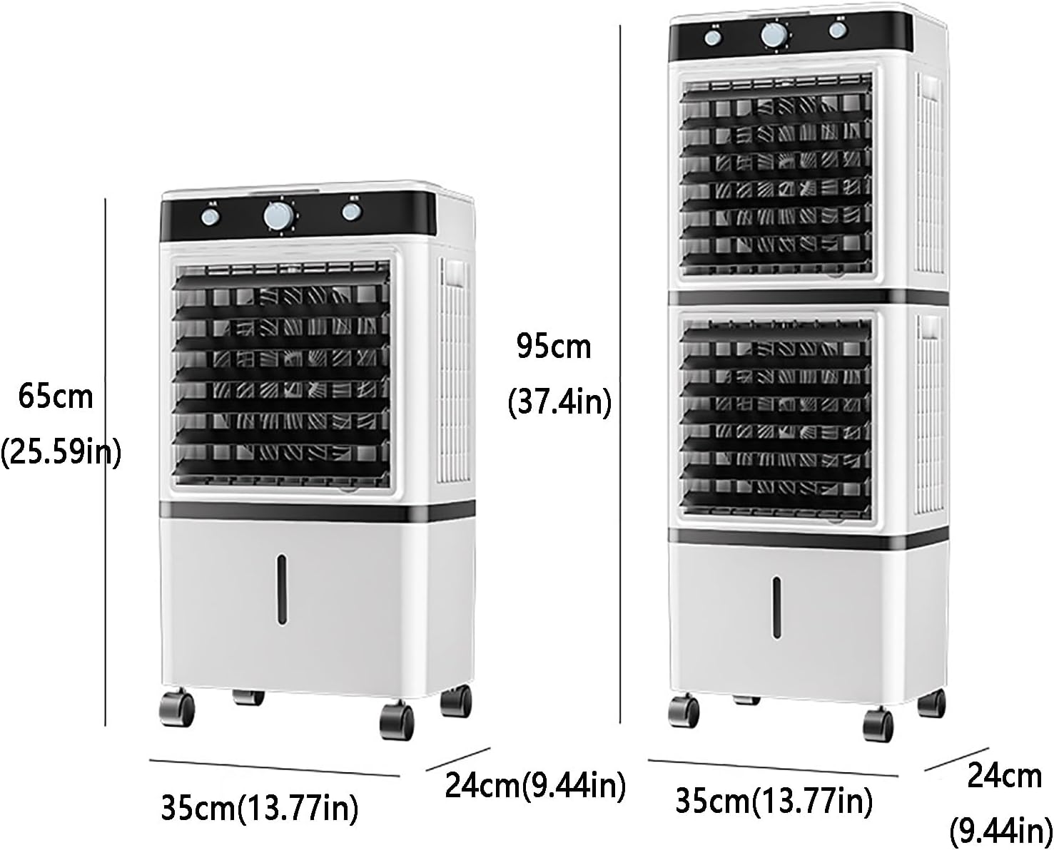 Cooling Fan/ Evaporative Air Cooler with Remote, Portable Air Conditioners Fan, Swamp Cooler with 14L Tank, 3 Speeds, 12H Timer, Tower Fan for Room Office Garage Indoor Outdoor Use(65cm(25.59in))