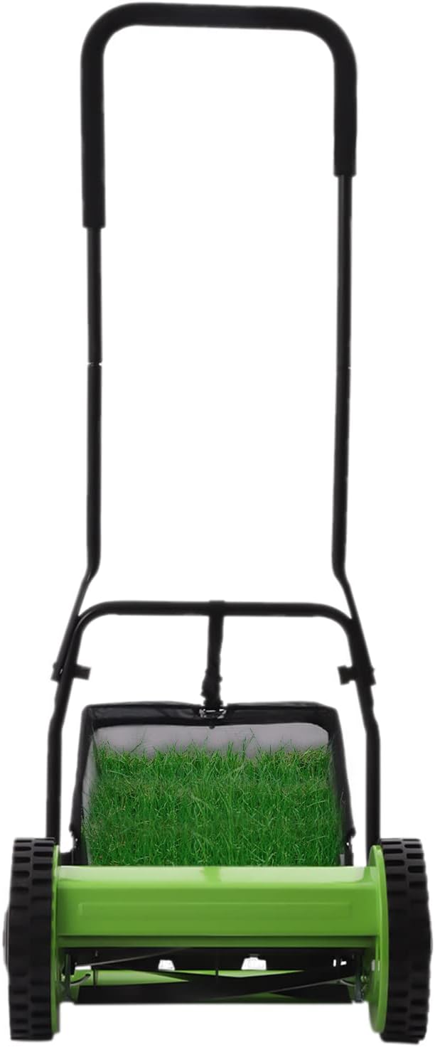 5 Blade Twin Wheel Lawn Mower, 12 Inch Hand Push Reel Walk Behind Mower, Height Adjustable Hand Push Mowers for Garden Yard